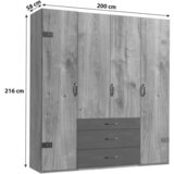 MID.YOU omara s klasičnimi vrati, barve grafita, srebrne barve, barve hrasta | Shoptok.si