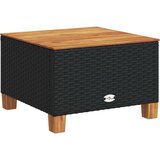 vidaXL Vrtna miza črna 55x55x36 cm poli ratan in akacijev les | Shoptok.si