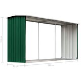 vidaXL Vrtna lopa za drva pocinkano jeklo 330x92x153 cm zelena | Shoptok.si