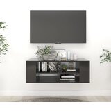 The Living Store Stenska TV omarica visok sijaj črna 102x35x35 cm iverna plošča - TV Omarica, (21375006) Cene