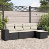Maison Chic Seti vrtnega pohištva - Vrtna garnitura - Vrtni pohištvo set 5-delna z blazinami črn poli ratan, (21820091) | Shoptok.si