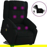 vidaXL Električni masažni naslonjač na podizanje od tkanine crni | shoptok.hr