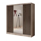 ADRK Klizni ormar Ida s ogledalom i letvicama, 200 cm - SONOMA-CRNA | shoptok.hr