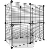  Kavez za ljubimce s 12 panela i vratima crni 35 x 35 cm čelični | shoptok.hr