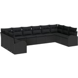 vidaXL Vrtna sedežna garnitura z blazino 10 pcs Črna poli ratan, (5000135876) | Shoptok.si