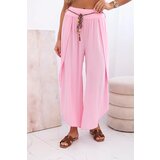 Kesi Włoski Women's viscose trousers with leg slit candy pink | Shoptok.si