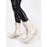 SEASTAR Light beige women's worker boots with pins | ePonuda.com