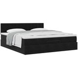 vidaXL Otomanski posteljni okvir z vzmetnico črn 180x200cm žamet | Shoptok.si