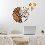 Wallity tree and birds - 322-A multicolor decorative wooden wall accessory cene