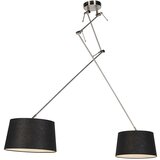 QAZQA Viseča svetilka s platnenimi senčili črna 35 cm - Blitz II jeklo Cene