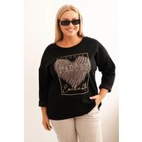 Kesi Włoski Women's Plus Size washed hoodie with a print graphite Cene