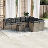 vidaXL 10-dijelni set vrtnih sofa od poliratana s jastucima sivi Cijene