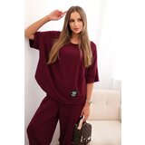 Kesi Włoski Cotton set blouse + trousers plum | Shoptok.si
