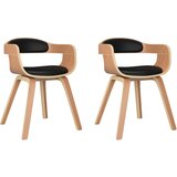 The Living Store Jedilni stol 2 kosa črn ukrivljen les in umetno usnje - Jedilni Stol, (21420216) | Shoptok.si