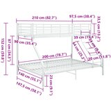  Okvir za krevet na kat bijeli metalni 140 x 200 / 90 x 200 cm | shoptok.hr