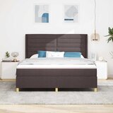  Krevet s opruga kutije s LED trakama Smeđa 180 x 200 cm tkanina Slike