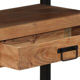 vidaXL Krajnji stolovi Prirodno drvo, crno Čvrsto drvo bagrema, metal | shoptok.hr