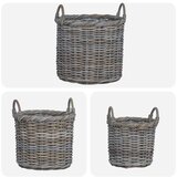  Košara za saksije s pohranom 3 pcs Siva Kubu Ratan - Siva | shoptok.hr