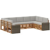 vidaXL Kotna sedežna garnitura 9 pcs Naravna in svetlo siva Poliester, (5000283607) | Shoptok.si