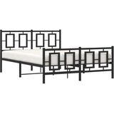 vidaXL Kovinski posteljni okvir z vzglavjem in vznožjem črn 135x190 cm | Shoptok.si