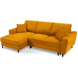 Cosmopolitan Design Gorčično rumena raztegljiva kotna sedežna garnitura s prostorom za shranjevanje iz rebrastega žameta (levi kot/z ležalnikom) Kyoto – | Shoptok.si