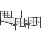  Metalni okvir kreveta uzglavlje i podnožje crni 150x200 cm | shoptok.hr