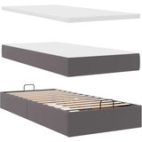 vidaXL Otomanski posteljni okvir z vzmetnico siv 100x200 cm um. usnje | Shoptok.si