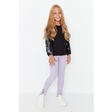 Trendyol Lilac Girl Knitted Leggings With Elastic Waist Print | shoptok.hr