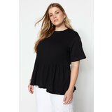 Trendyol curve plus size t-shirt - black - relaxed fit Cene