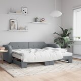 vidaXL Izvlečna dnevna postelja svetlo siva 90x200 cm blago Cene