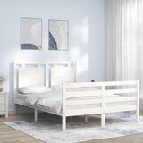 vidaXL Okvir za krevet s uzglavljem bijeli 140x200 cm od masivnog drva | shoptok.hr