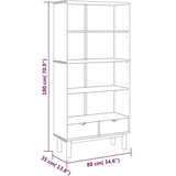 vidaXL Knjižna omara z 2 predaloma rjava trdna borovina | Shoptok.si