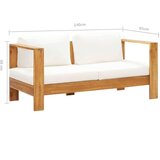  Sofa s jastukom 140 cm masivno bagremovo drvo krem bijela | shoptok.hr