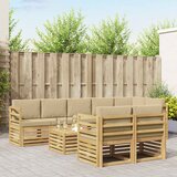  Set vanjskih sofa 9 pcs Bijela i bež 59 x 59 x 37 cm Poliester | shoptok.hr