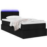  Krevet s prostorom za pohranu s LED-om Crna 90 x 190 cm tkanina | shoptok.hr
