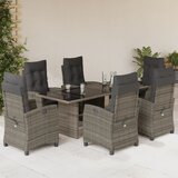 vidaXL Vrtna jedilna garnitura 7-delna z blazinami siv poli ratan | Shoptok.si