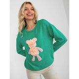 Fashion Hunters Women's turquoise classic sweater with a 3D application Cene