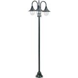 vidaXL Vrtna ulična svetilka E27 220 cm aluminij 3 žarnice zelena | Shoptok.si