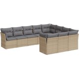 VidaXL 10-dijelni set vrtnih sofa s jastucima bež od poliratana VidaXL 10-dijelni set vrtnih sofa s jastucima bež od poliratana Slike