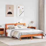 Maison Chic Posteljni okvir - Dvoposteljna postelja - Zakonska postelja brez vzmetnice voščeno rjav 135x190 cm borovina-J13329, (21761203) | Shoptok.si