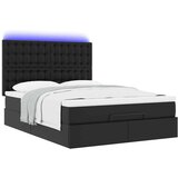 vidaXL Otomanski posteljni okvir z vzmetnico črn 140x200 cm um. usnje | Shoptok.si