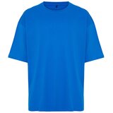 Trendyol Men's Blue Oversize/Wide-Fit Basic 100% Cotton T-Shirt | Shoptok.si