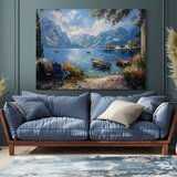  Krajinska slika na platnu Pristanišče v gorah | Akrilne podrobnosti | Shoptok.si