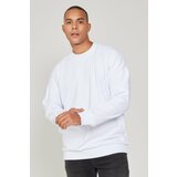 AC&Co / Altınyıldız Classics Men's White Standard Fit Normal Cut Fleece 3 Thread Crew Neck Sweatshirt Cene