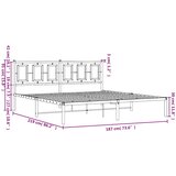  Metalni okvir za krevet s uzglavljem crni 183x213 cm | shoptok.hr