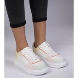 Gemre White-yellow sporty faux leather sneakers Lavilia | Shoptok.si