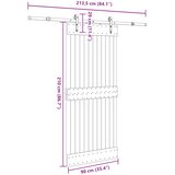  Klizna vrata NARVIK Prirodna i crna 90 x 210 cm (213,5 cm) | shoptok.hr