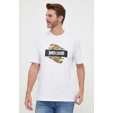 Just Cavalli Bombažna kratka majica bela barva | Shoptok.si