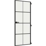 Sobna vrata tanka crna 83 x 201,5 cm kaljeno staklo i aluminij | Eponuda.ba