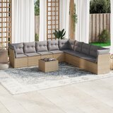 vidaXL 10-dijelni set vrtnih sofa s jastucima bež od poliratana Cijene